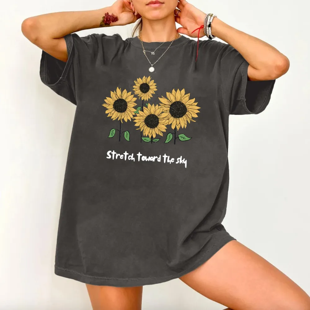 T-shirt Stretch Toward The Sky Women Printed Round Neck Short Sleeve