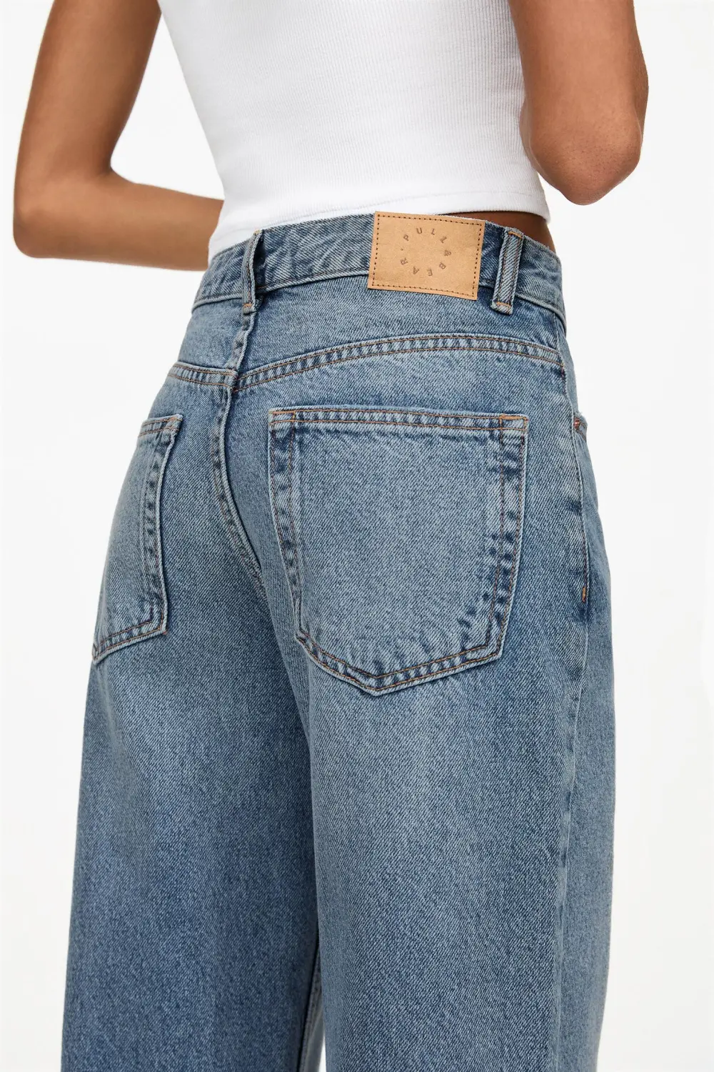 Jeans wide leg tiro alto