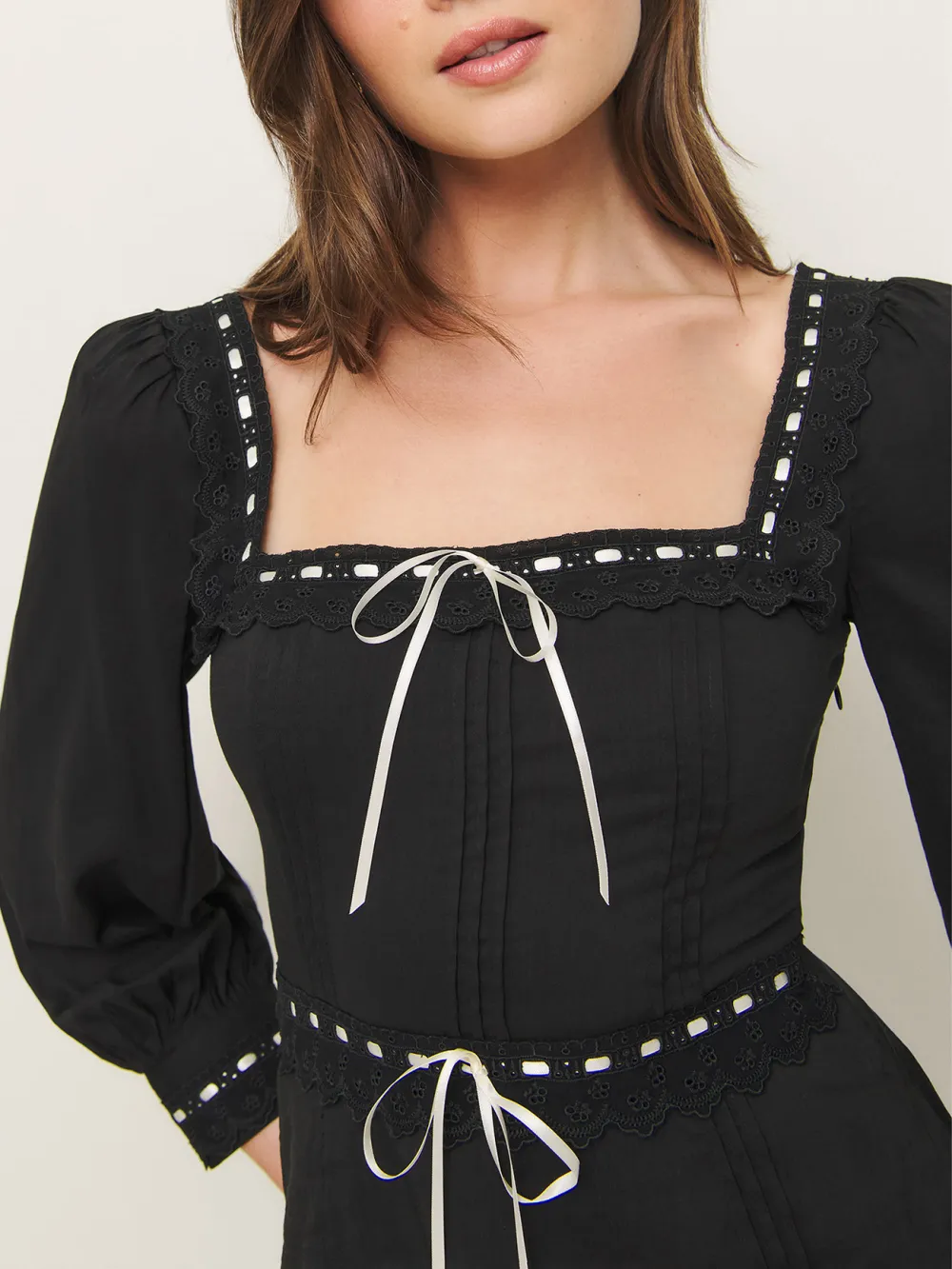 Studded Square Neck Puff Sleeve Blouse