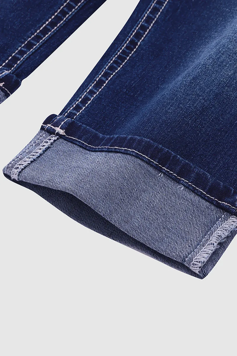 Double Button Flap Pocket Rolled Hem Low Rise Capri Jeans