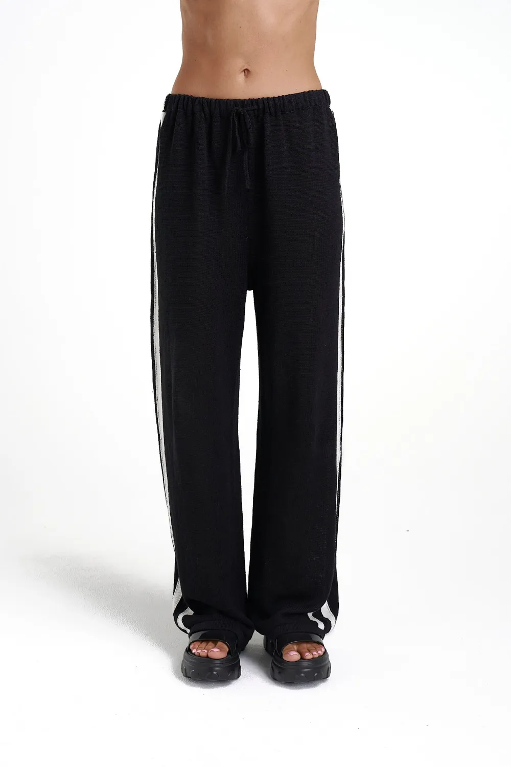 Black And White Soft  Loose Stripe Pants