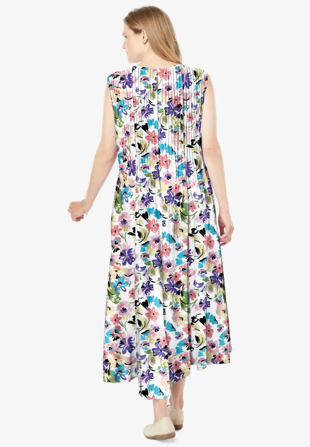 Pintucked Sleeveless Dress