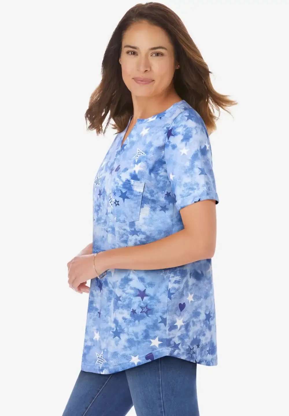 Short-Sleeve Notch-Neck Tee