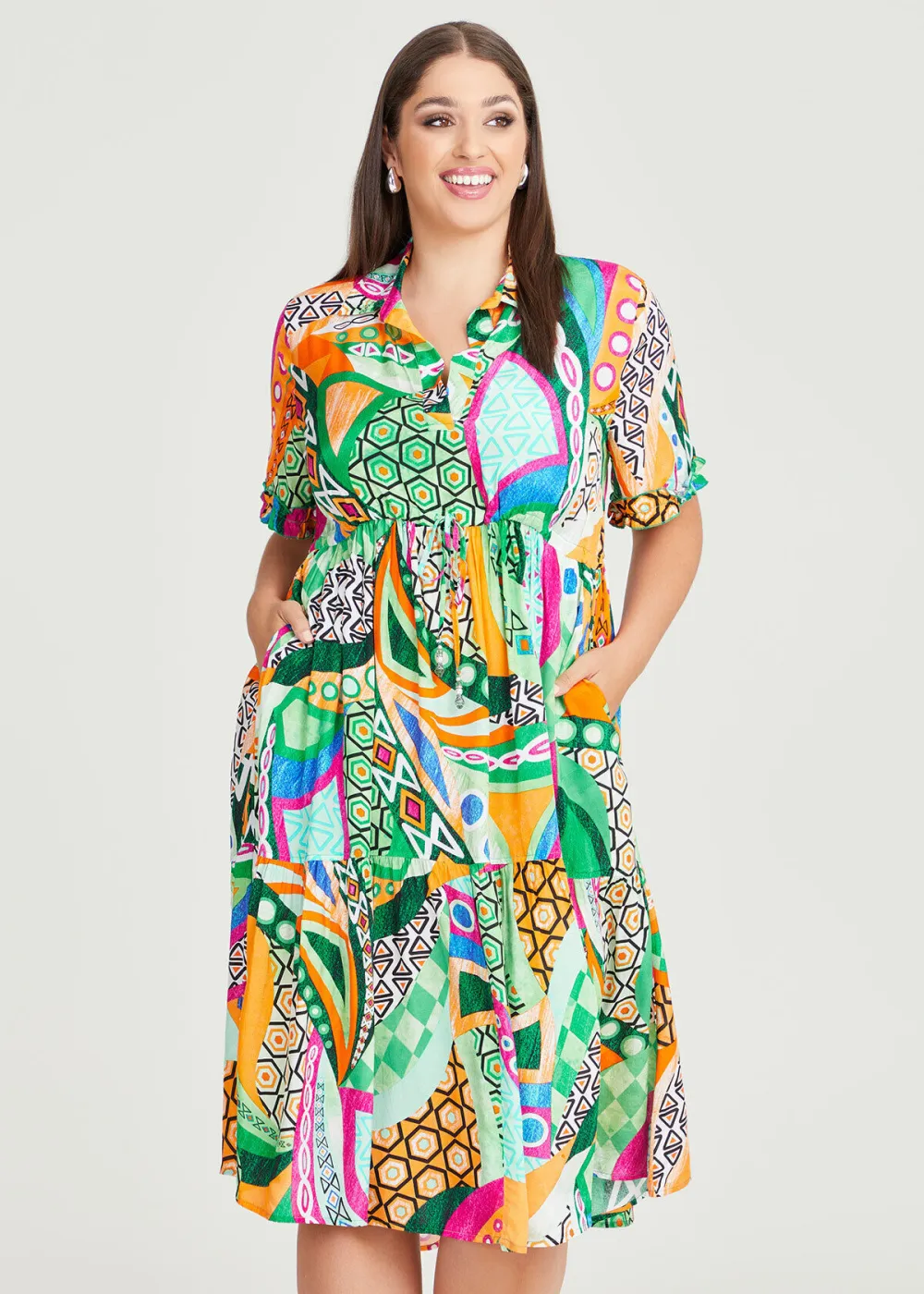 Retro Natural Tier Dress