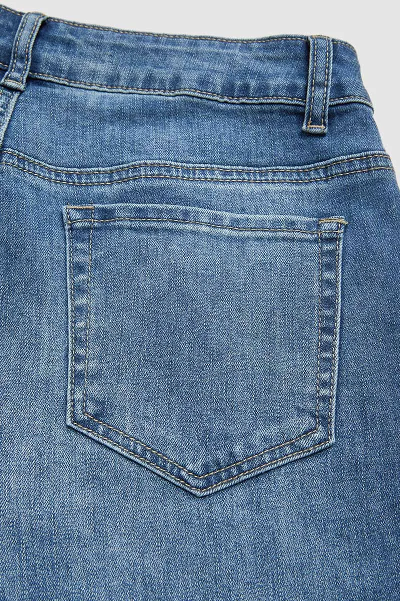 Wash Stretchy High Waist Straight Leg Jeans