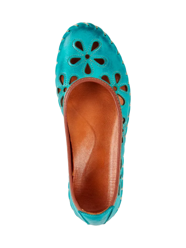 Women's Leather Eyelet Slip-On Flats