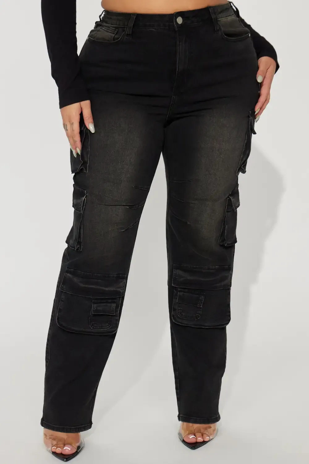 Cheat Code Straight Leg Cargo Jeans - Black Wash
