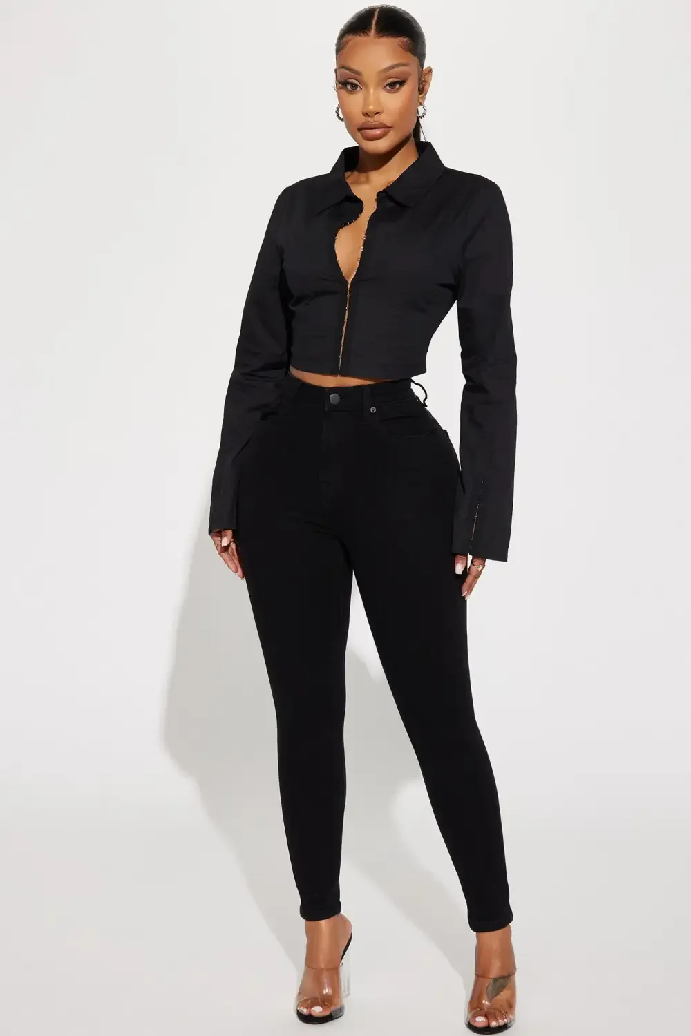 Petite Harper High Rise Stretch Skinny Jeans - Black Wash
