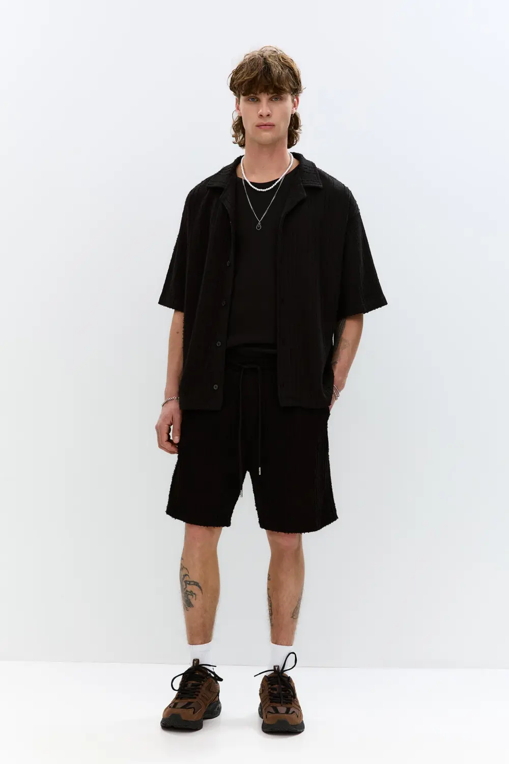 Waffle-knit Bermuda sweatpant shorts