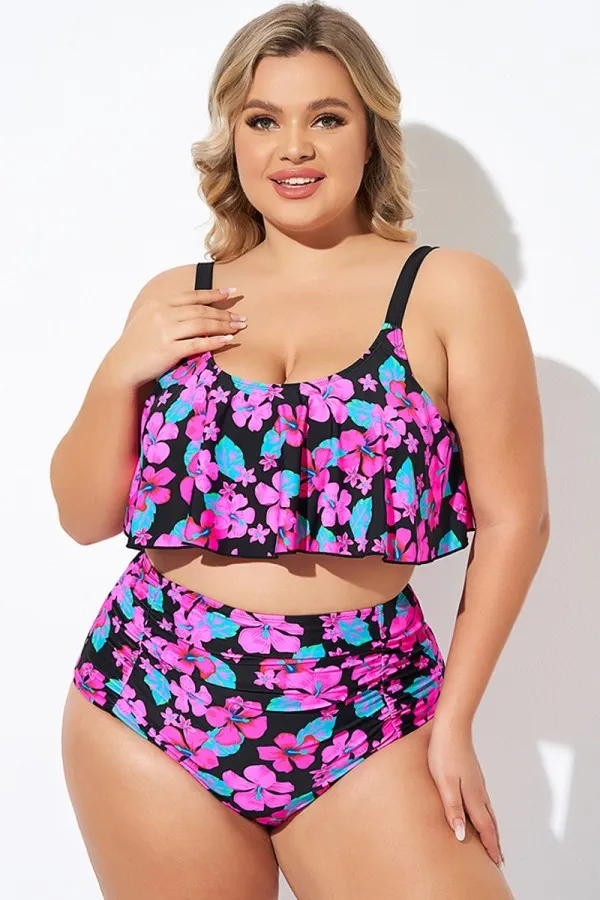 Black Sexy Scoop Neck High Waist Bikini Set