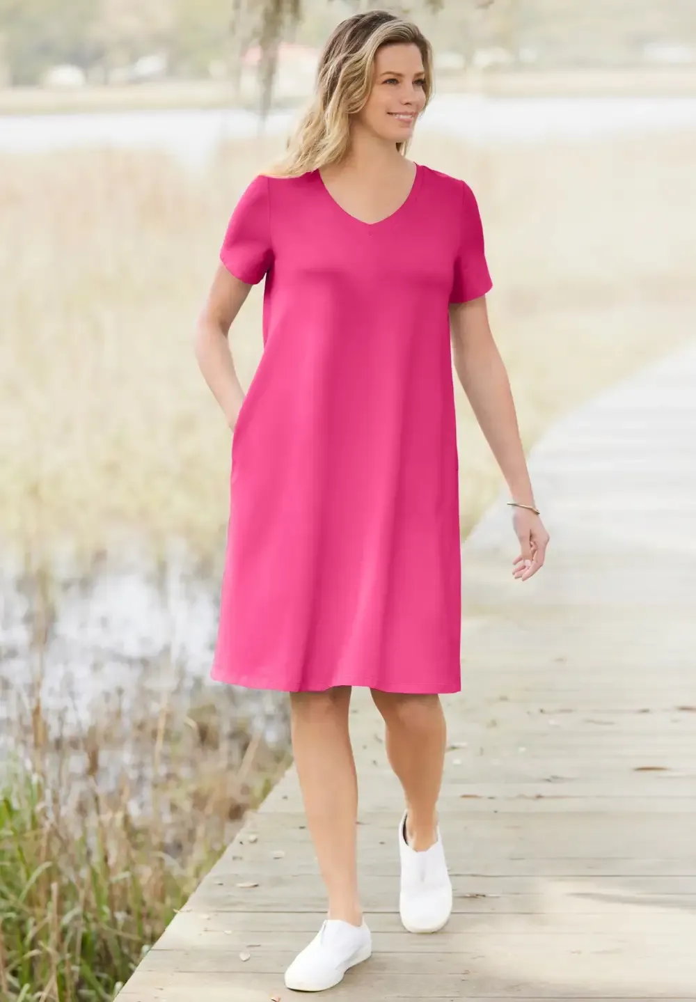 Perfect Short-Sleeve V-Neck Tee Dress
