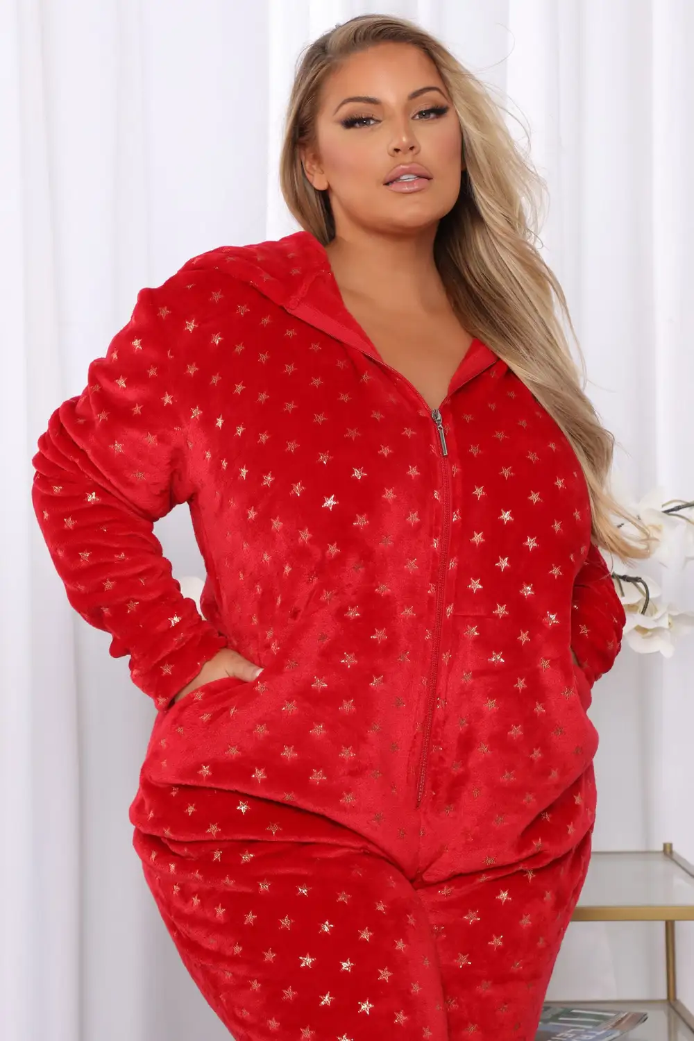 Snuggles And Gifts Plush PJ Jumpsuit Onesie - Red