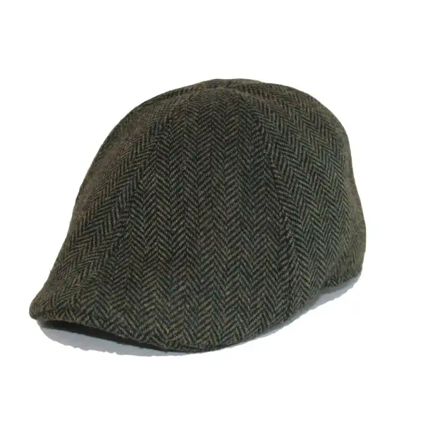 The Donnybrook Boston Scally Cap - Dark Olive Green Herringbone