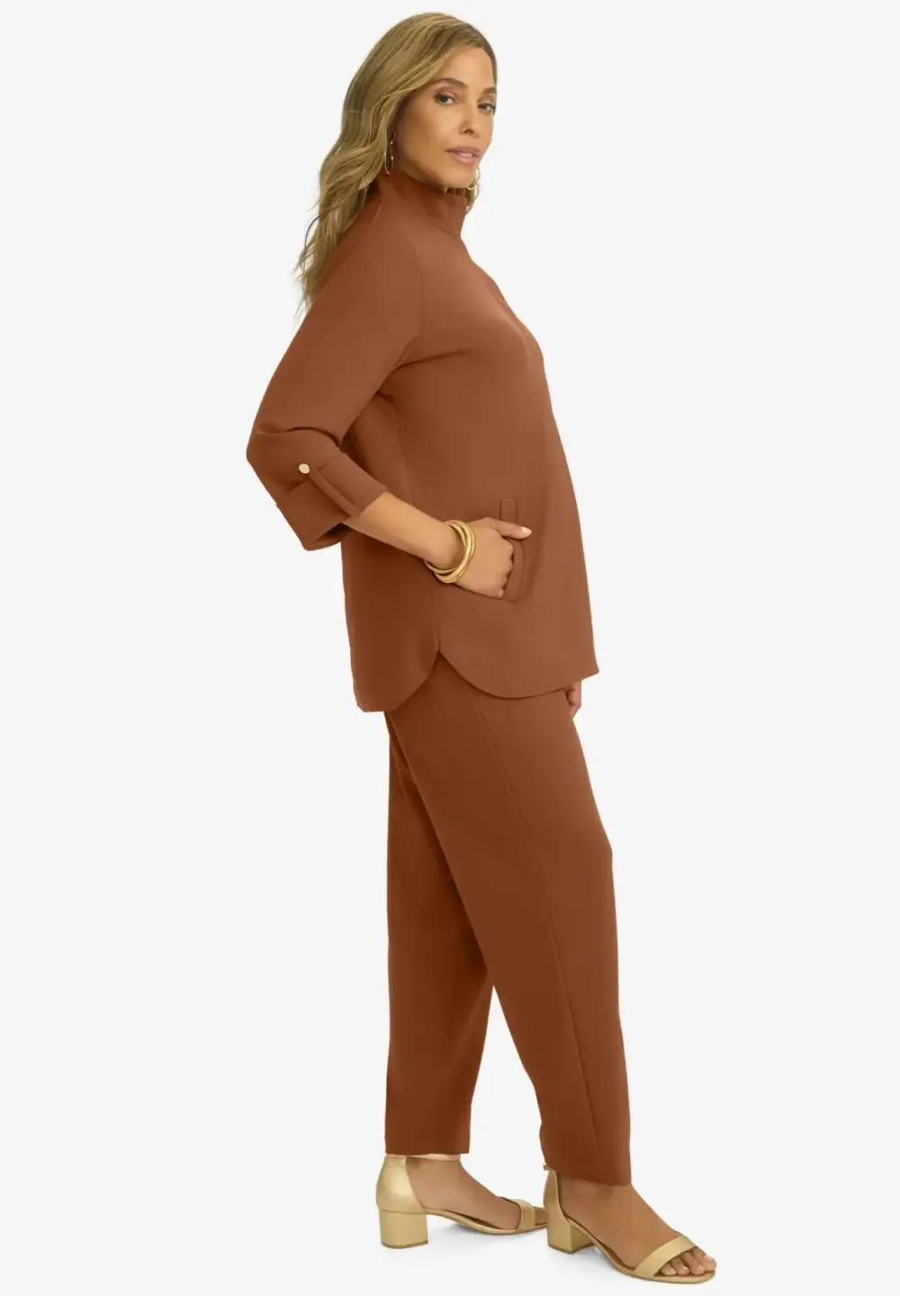 Knit Crepe Winged Collar Set
