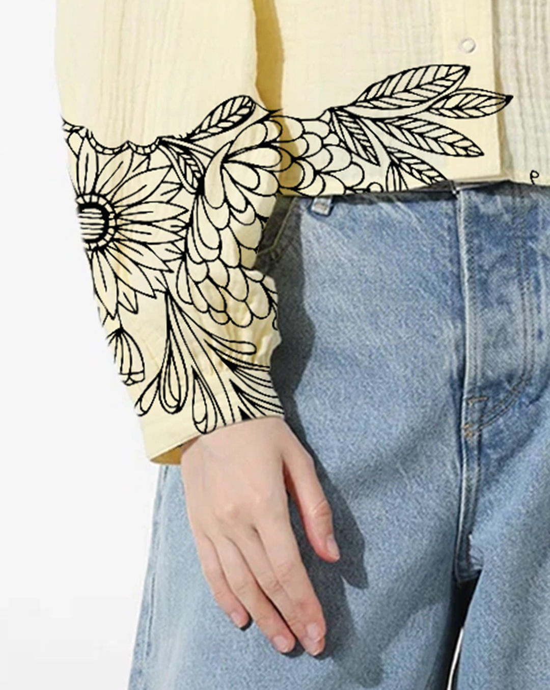 Creamy Yellow Pleated Long Sleeve Blouse