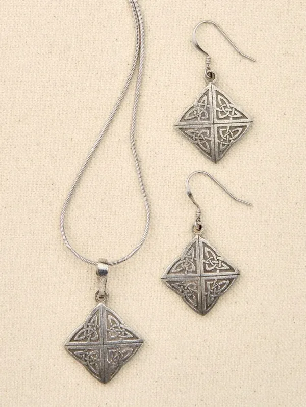 Pewter Celtic Knot Drop Earrings
