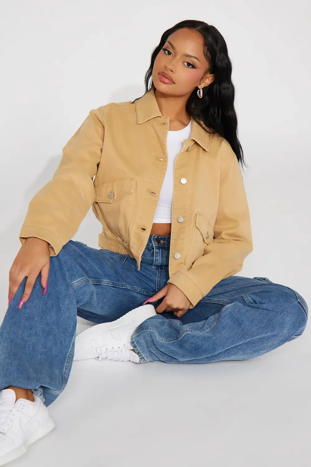 Try Again Denim Bomber Jacket - Khaki