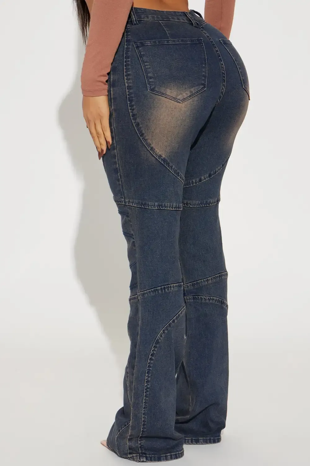 Down To Ride Stretch Moto Flare Jean - Dark Wash