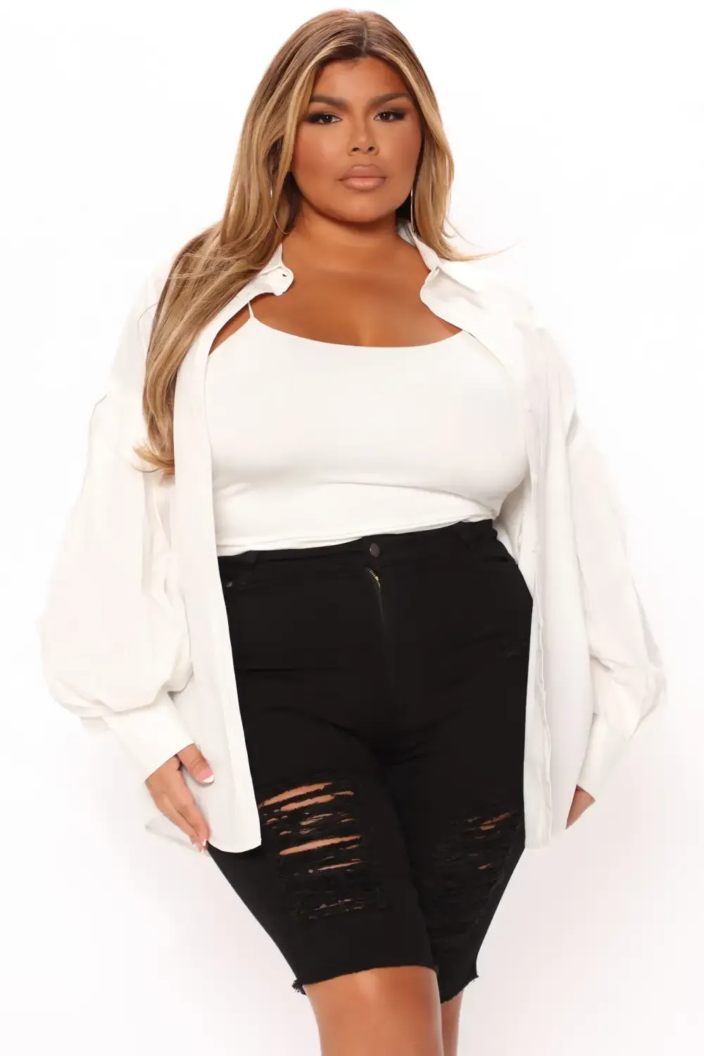 Raquel Distressed Bermuda Shorts - Black
