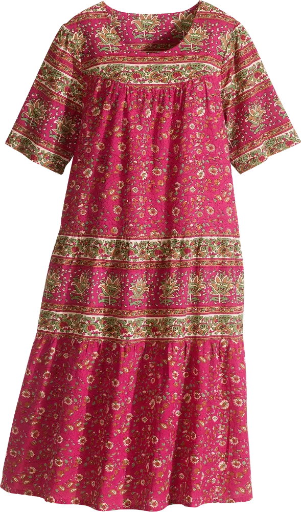 Mid-Calf Tiered Cotton Muumuu