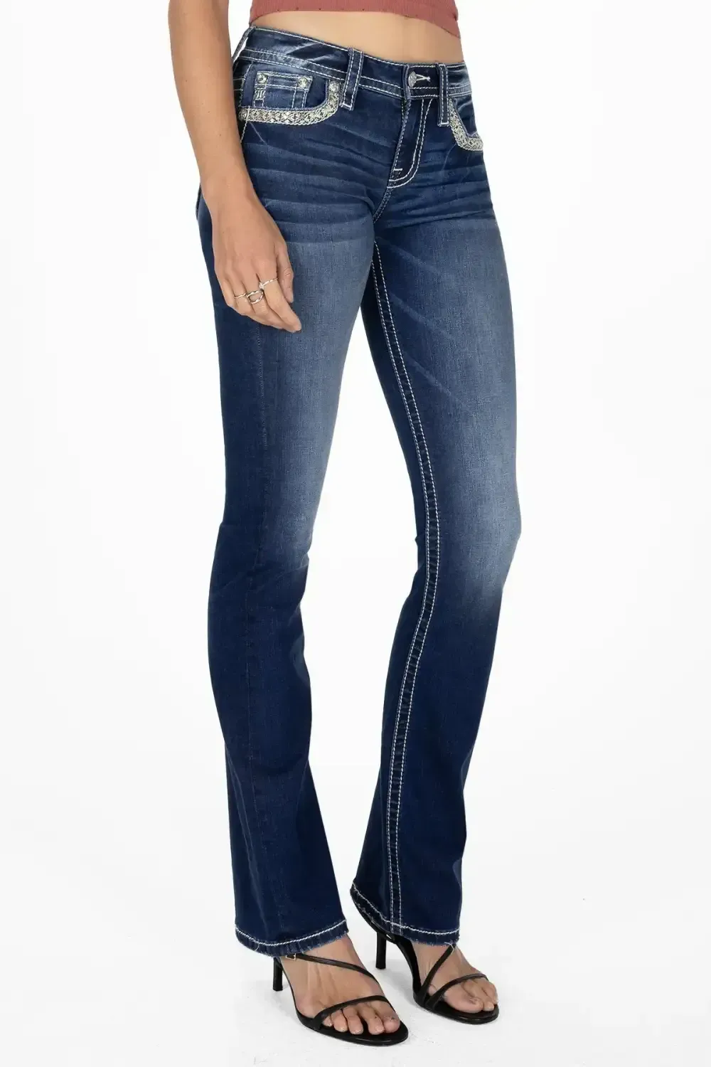 Aztec Stitch Border Bootcut Jeans