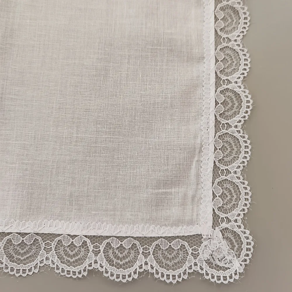 Six Ladies' Pure White Lace Decorated Handkerchiefs