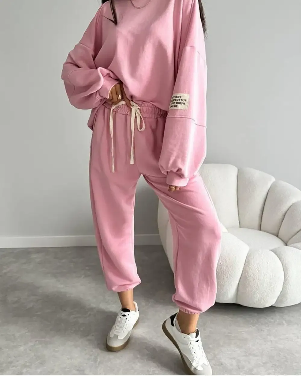 Women's Two-piece Solid Color Loose Sweatshirt Suit