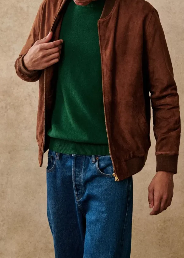 Suede Crew Neck Jackets