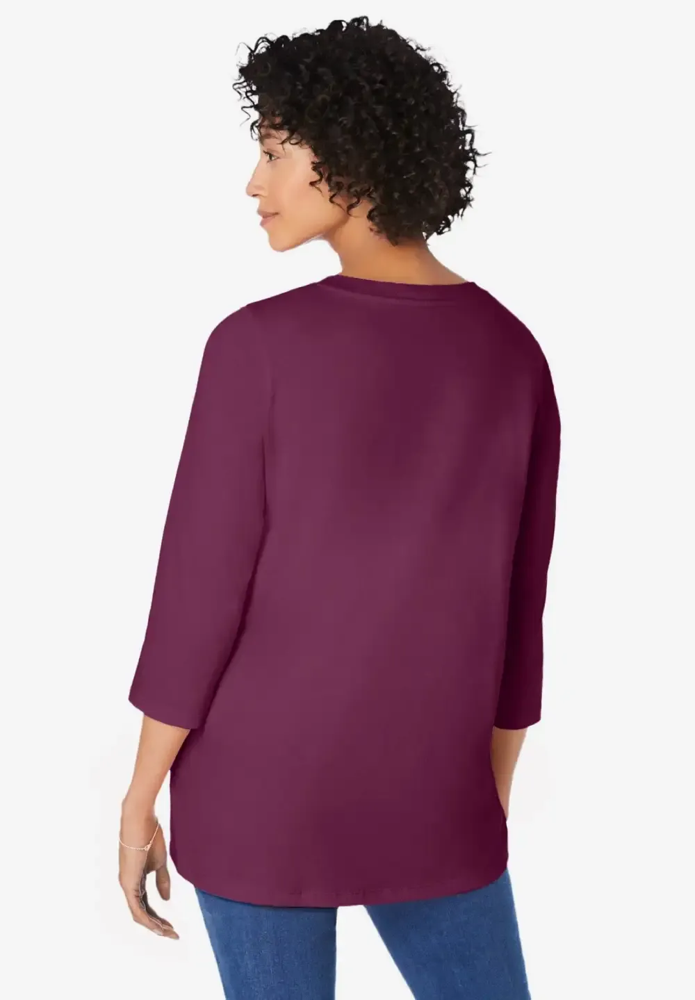 Perfect Three-Quarter Sleeve V-Neck Tunic