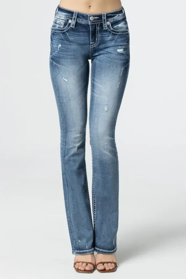 Woven Cross Stitch Bootcut Jeans