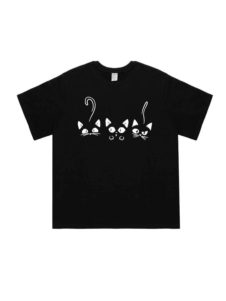 Lovely Cats Print Short Sleeve Casual T-Shirt