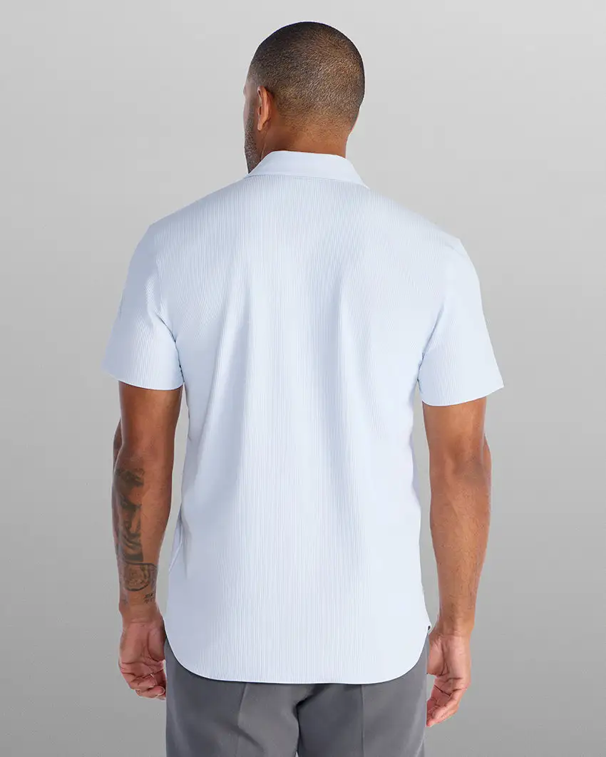 Ribbed+ Short Sleeve Button Down