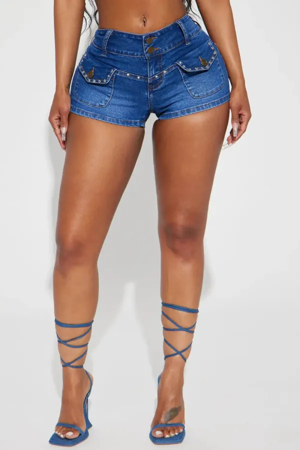 Daniel's Girl Y2K Stretch Denim Cargo Shorts - Dark Wash