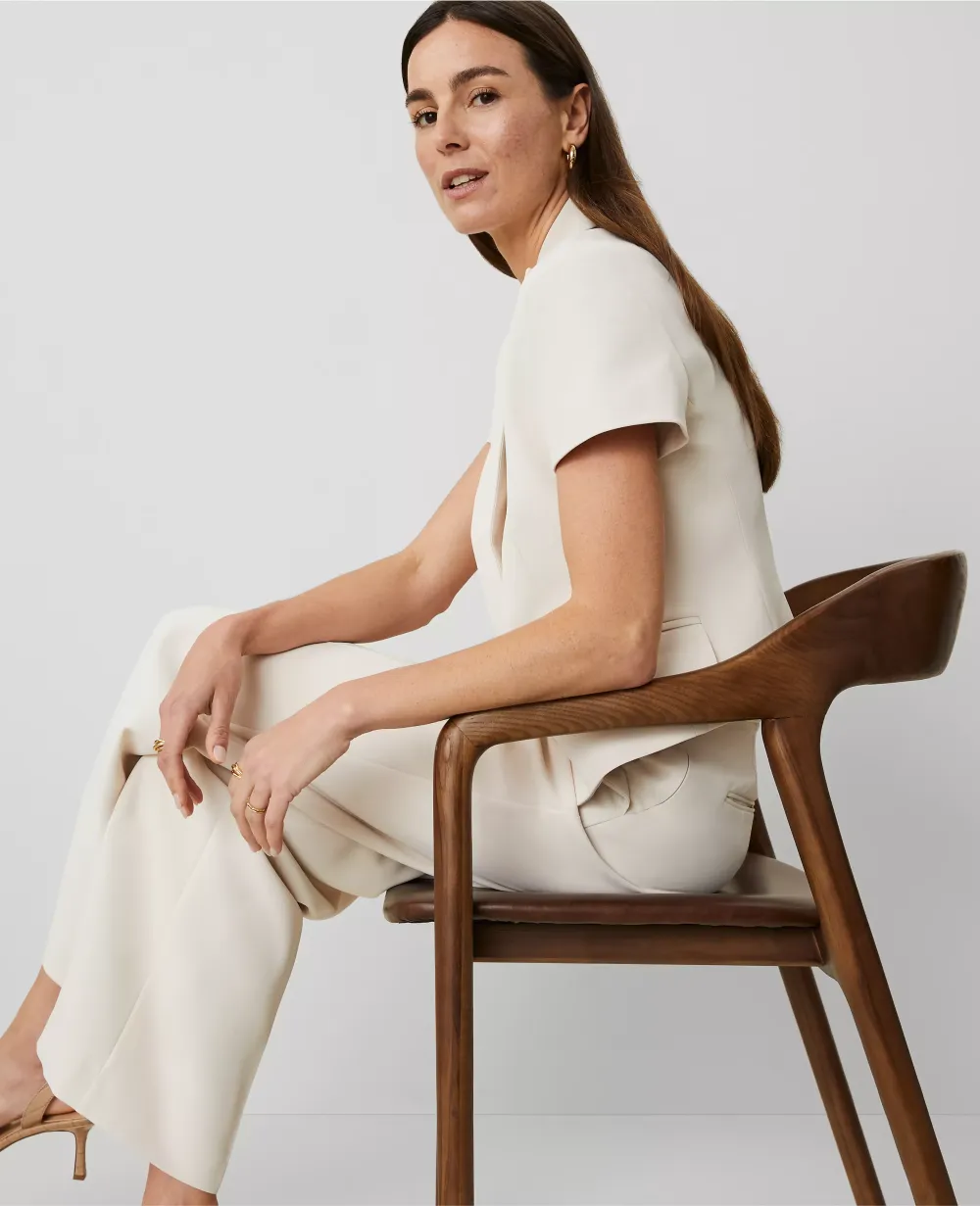 The Short Sleeve Blazer in Fluid Crepe