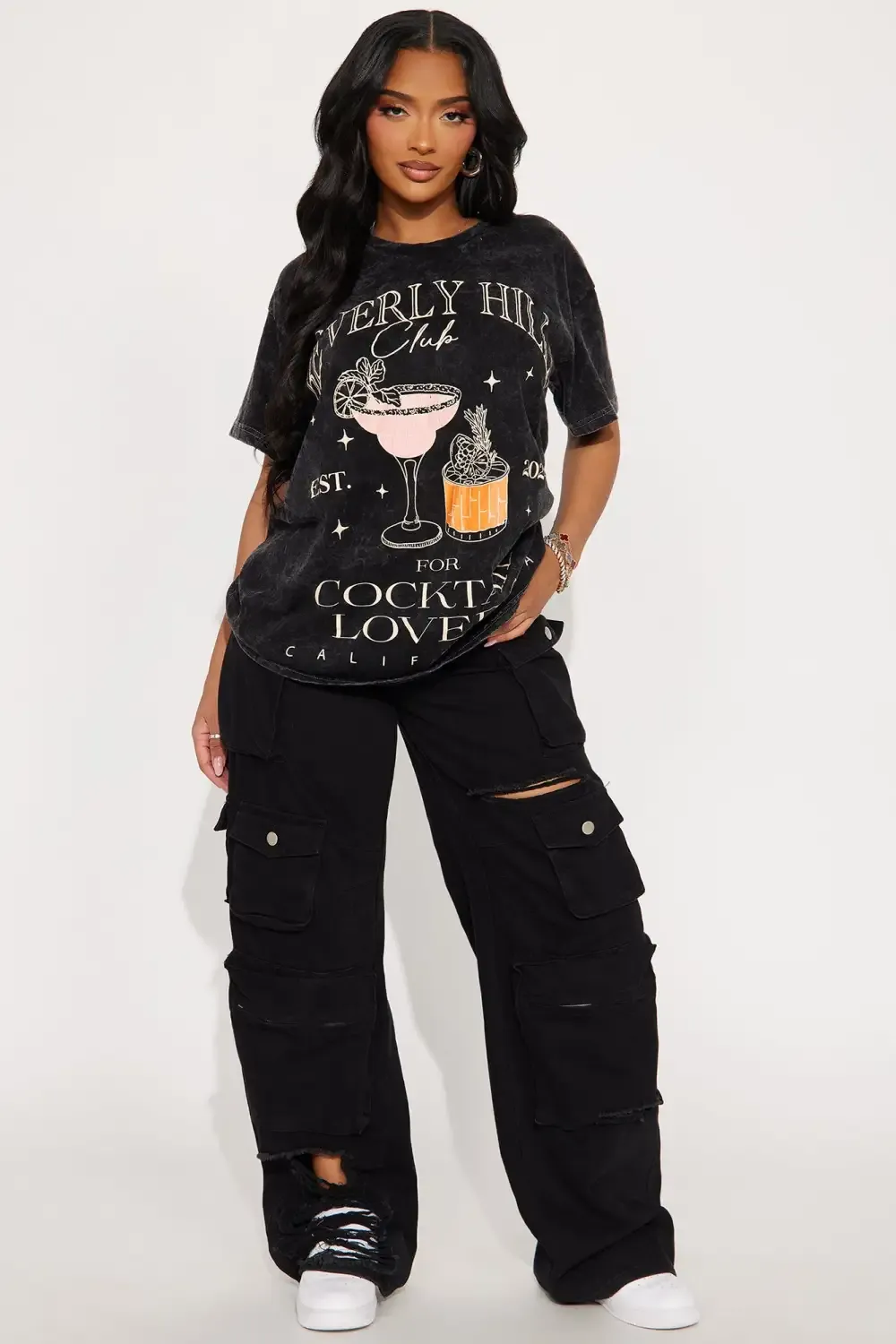Beverly Hills Cocktail Lovers Washed Tee - Black