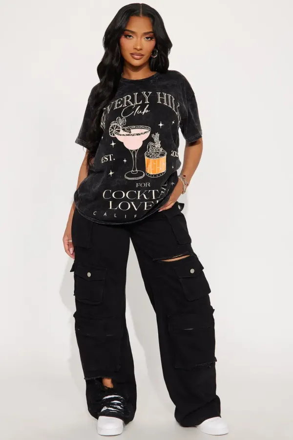 Beverly Hills Cocktail Lovers Washed Tee - Black