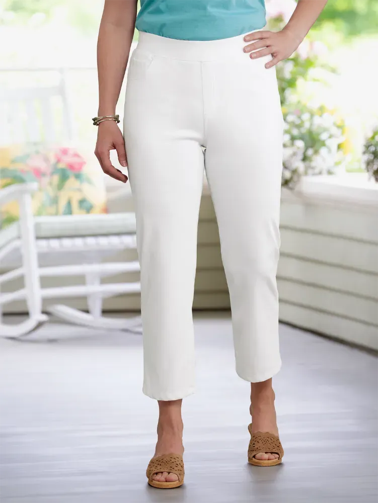 Ella Simone Cotton Terry Denim Flex Crop Jeans
