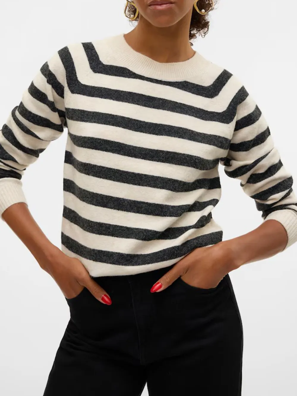 Striped Crew Neck Long Sleeve Sweaters
