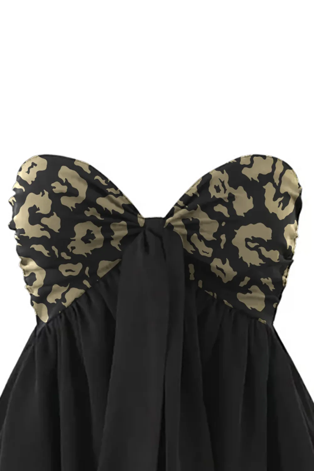 Cute Sweetheart Neck Draped Knot Ruched Smocked Peplum Strapless Top