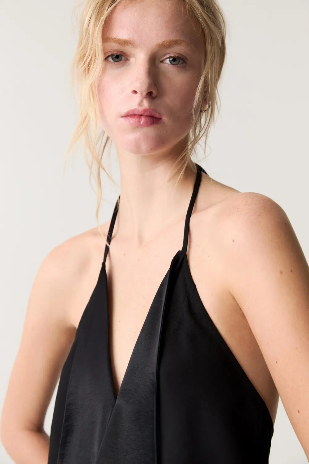 Satin top with lapels