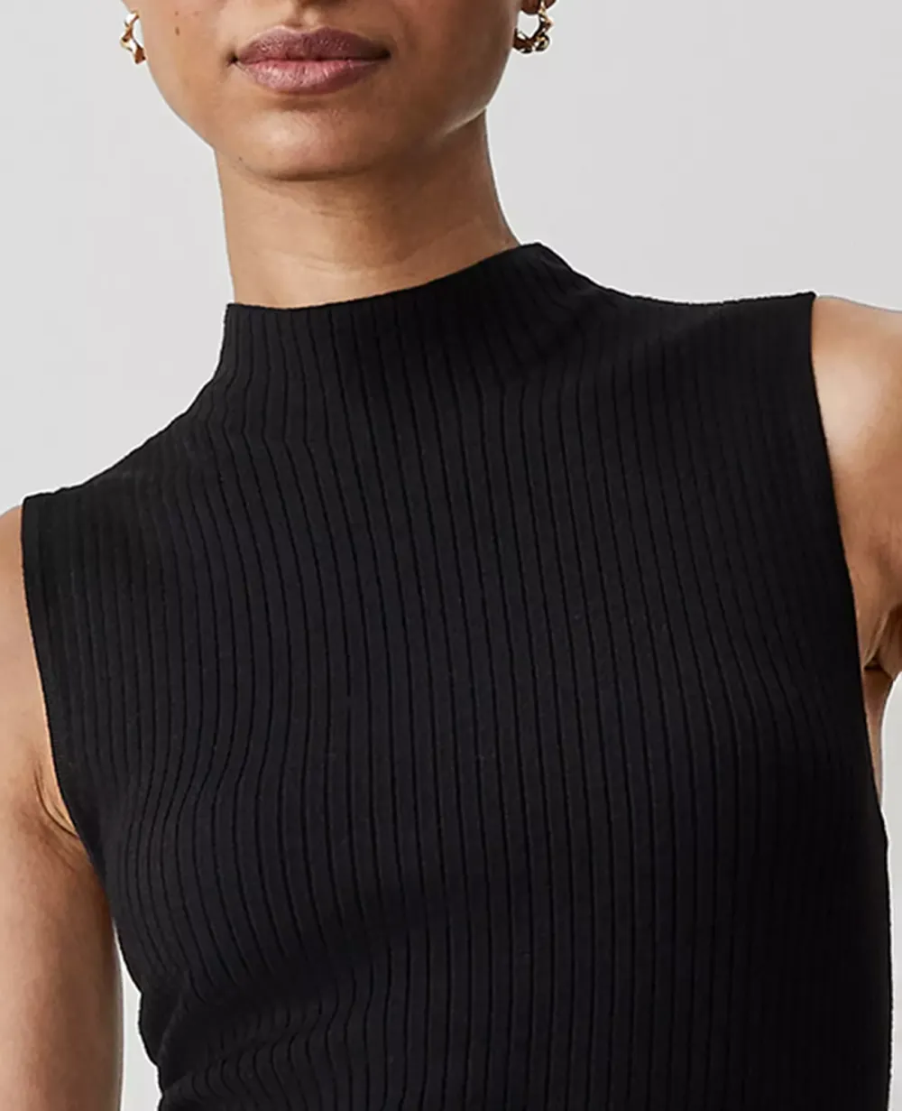 Ribbed Mock Neck Sweater Shell
