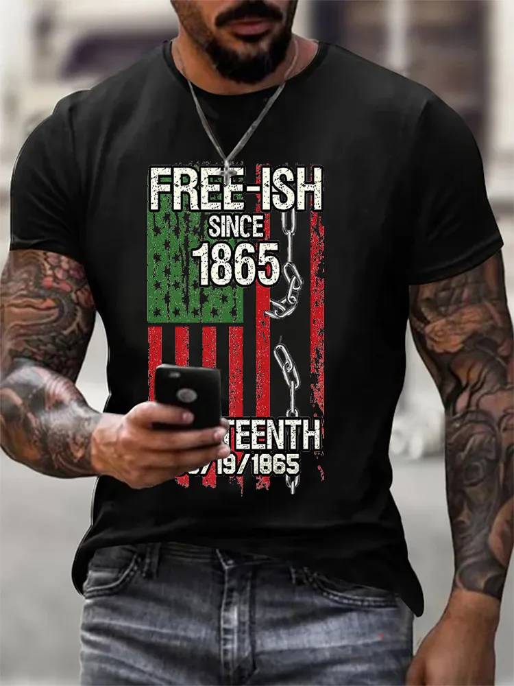 Men'S Round-Neck Short-Sleeved T-Shirt With Free-Ish Since 1865 Juneteenth 06/1901865 Prints