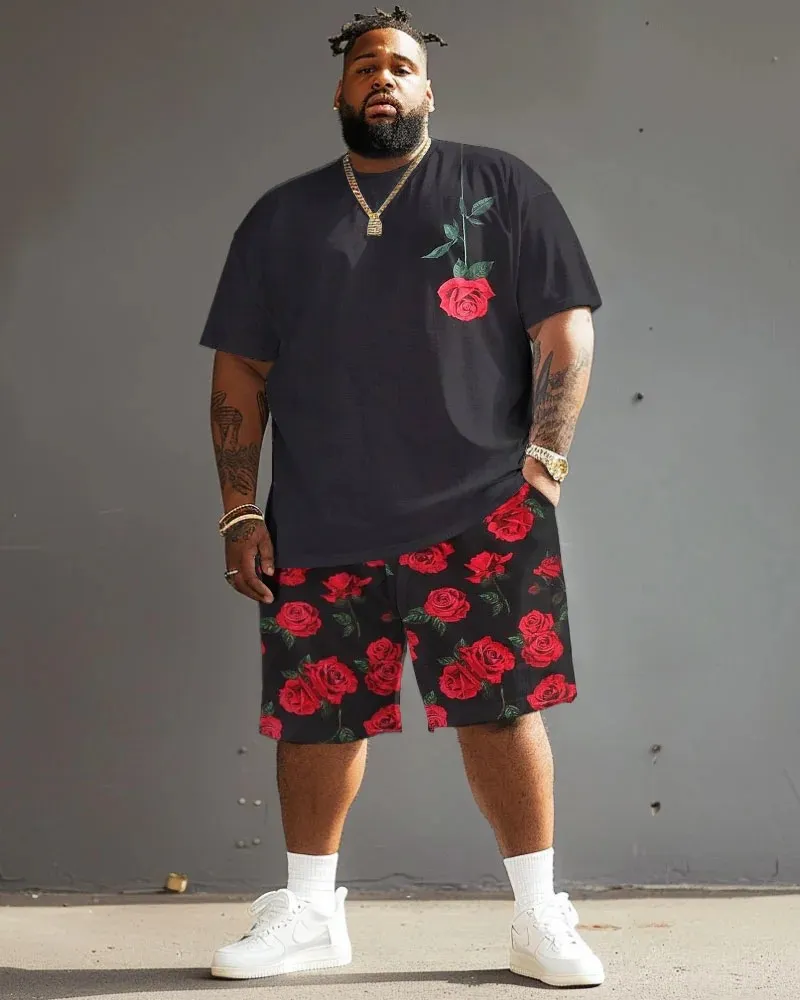 Street Vitality Rose Print Big And Tall Men'S Set|Biggmans