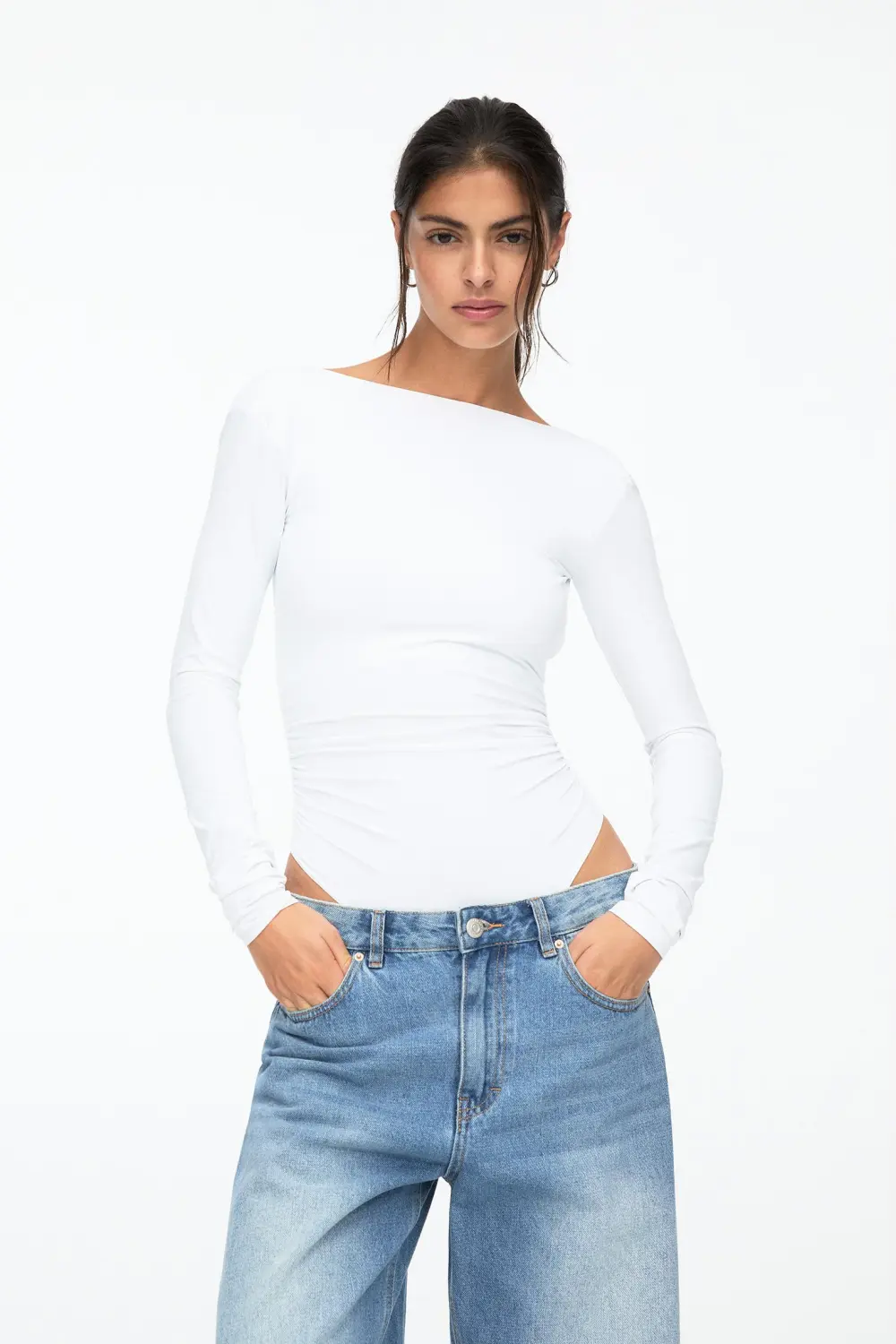 Open back polyamide bodysuit