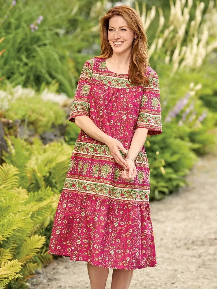 Mid-Calf Tiered Cotton Muumuu