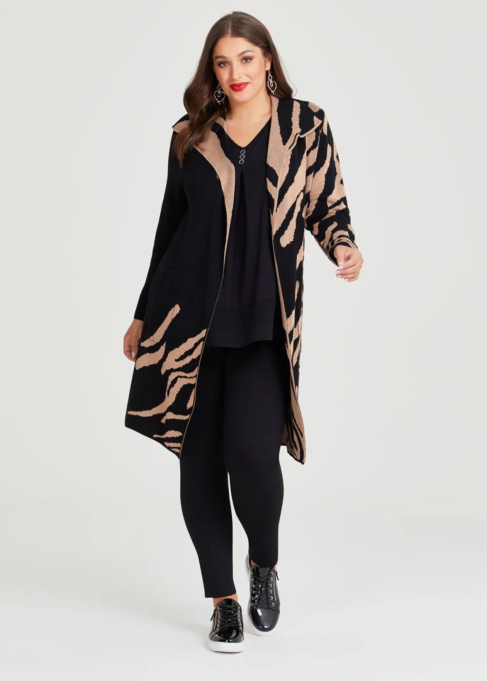 Jacquard Knit Natural Coatigan