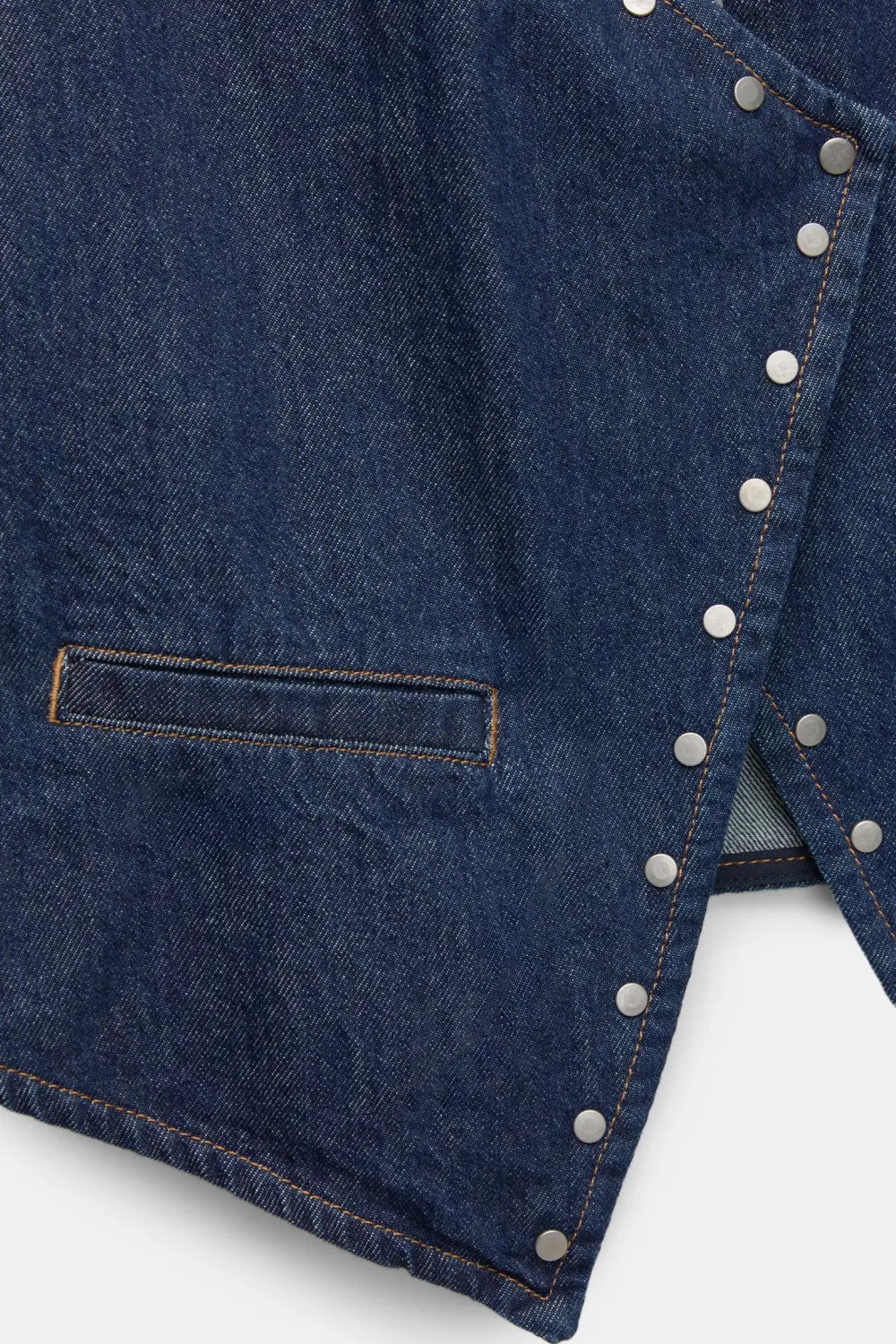 Studded crossover denim vest