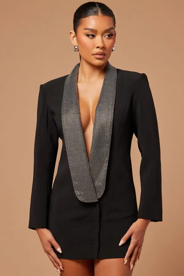 Francesca Blazer Micro Mini Dress - Black