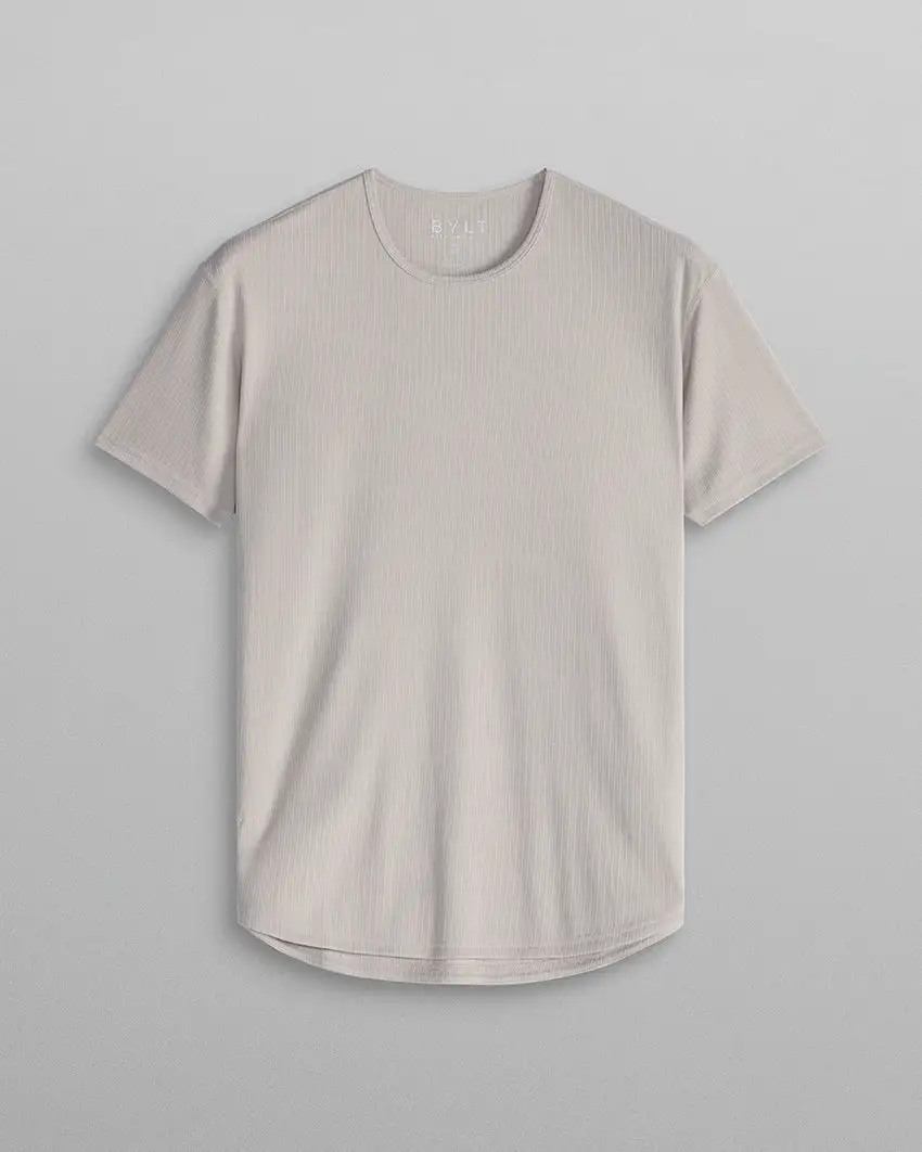 Ribbed Short Sleeve Drop-Cut
