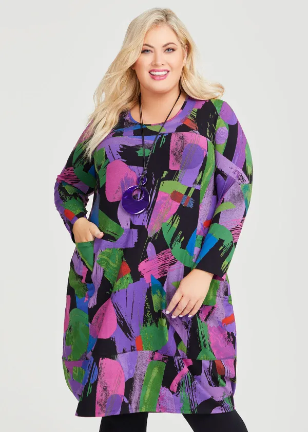 Abstract Natural Tulip Dress